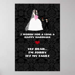 Affiches 7 mots pour un mariage long et heureux - Oui chéri