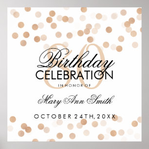 Affiches 80e anniversaire Faux Foil Parties scintillant Lum