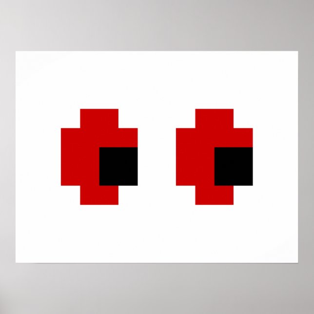Affiches 8 bits Éffrayants yeux rouges (Devant)