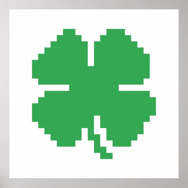 Affiches 8 bits Pixel Lucky Four Leaf Clocher (Devant)