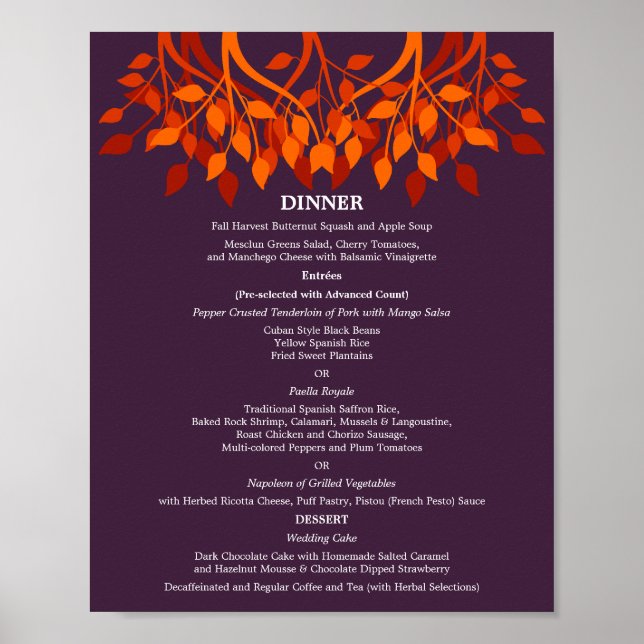 Affiches 8 x 10 Menu table de dîner pour encadrement (Devant)