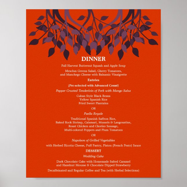 Affiches 8 x 10 Menu table de dîner pour encadrement (Devant)