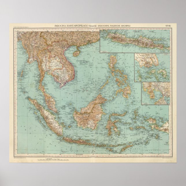 Affiches 9596 Indocina, Siam, Arcipelago Malese (Devant)