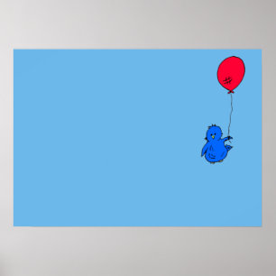 Affiches 965 Bleu du bonheur et un ballon rouge