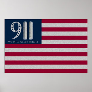 Affiches 9-11 Nous n'oublierons jamais l'affiche du drapeau