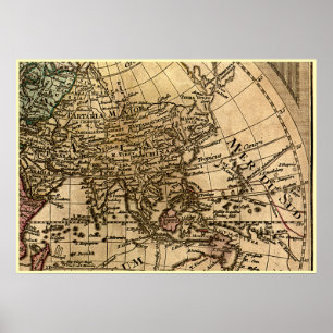 Affiches 9 Panel Color Version de L'Isle World Map Frame 6