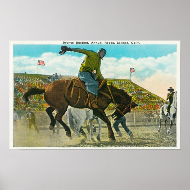 Affiches A Bucking Bronco at the Annual Salinas Rodeo (Devant)