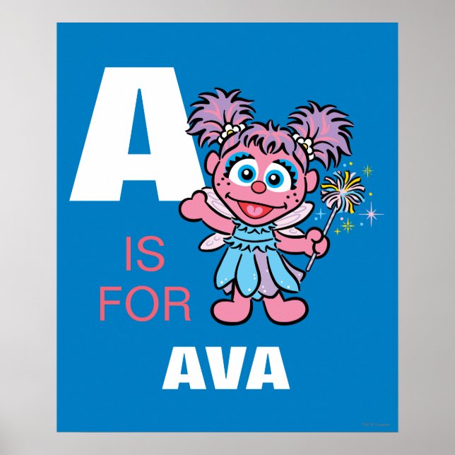 Affiches A est pour Abby Cadabby | Ajouter Votre Nom (Devant)