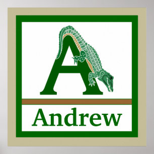 Affiches A est pour Alligator et nom de garçon Wall Art pou