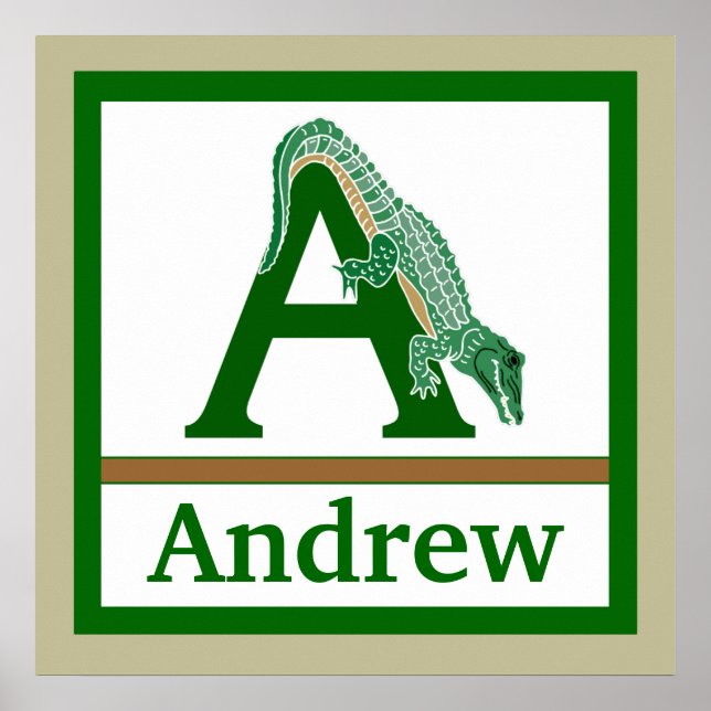 Affiches A est pour Alligator et nom de garçon Wall Art pou (Devant)