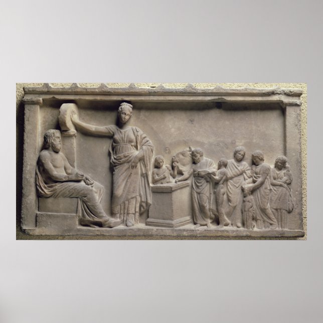 Affiches A family sacrificing a bull to Asclepius (Devant)