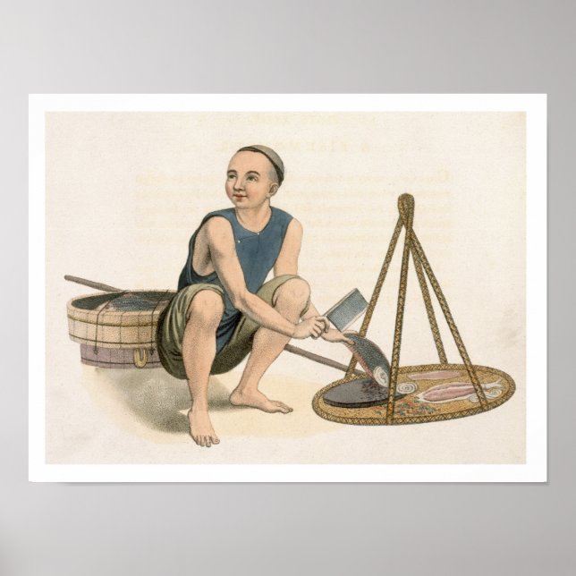 Affiches A Fishmonger, plate 39 from 'The Costumes of China (Devant)