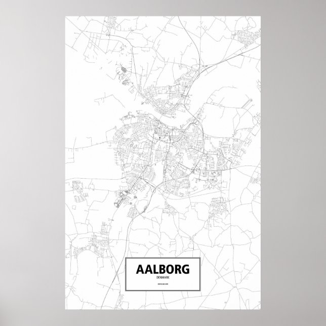 Affiches Aalborg, Danemark (noir sur blanc) (Devant)