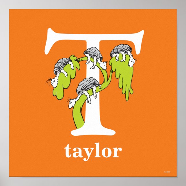 Affiches ABC du Dr Seuss : Lettre T - Blanc | Ajouter Votre (Devant)