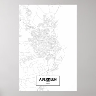Affiches Aberdeen, Écosse (noir sur blanc)