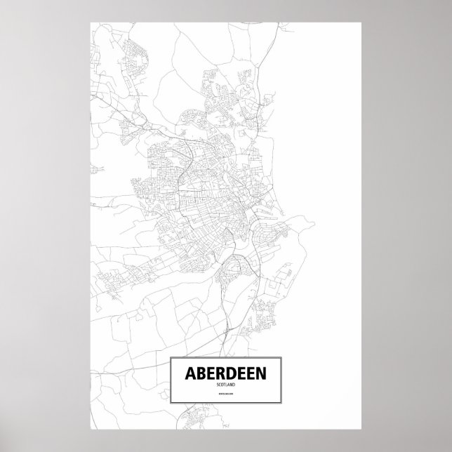 Affiches Aberdeen, Écosse (noir sur blanc) (Devant)