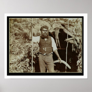 Affiches Aborigène avec un boomerang, c.1860s (photo de