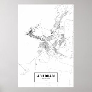 Affiches Abou Dabi, Émirats arabes unis (noir sur blanc)
