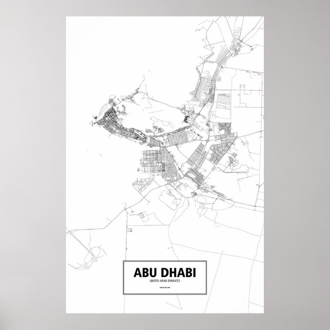 Affiches Abou Dabi, Émirats arabes unis (noir sur blanc) (Devant)