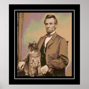 Affiches Abraham Lincoln et son chat "Dixie"