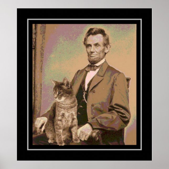 Affiches Abraham Lincoln et son chat "Dixie" (Devant)