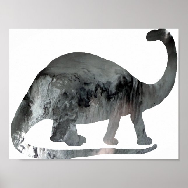Affiches Abstrait Brontosaurus Silhouette. (Devant)