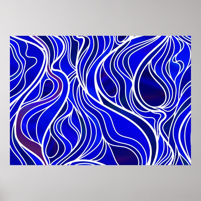 Affiches Abstrait de verre à tôle bleue (Devant)