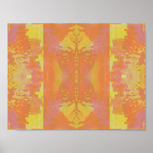 Affiches Abstrait en orange et jaune (Devant)