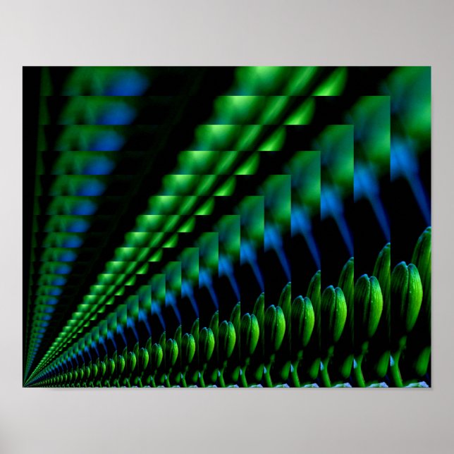 Affiches Abstrait vert et bleu  (Devant)