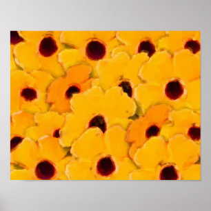 Affiches Abstraite marguerite jaune Fleur Art peinture phot