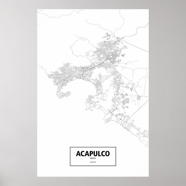 Affiches Acapulco, Mexique (noir sur blanc) (Devant)