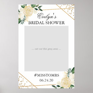 Affiches Accessoire de photo de mariage floral vert or