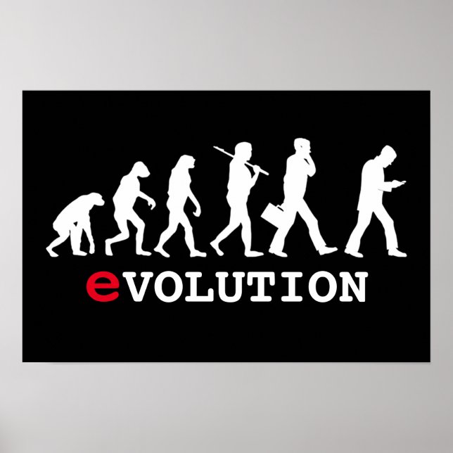 Affiches Accro au smartphone évolution drôle (Devant)