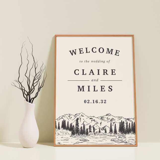 Affiches Accueil du Mariage Sketch Mountain (Créateur téléchargé)