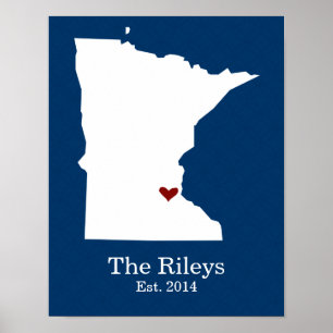 Affiches Accueil est là où se trouve votre coeur - Minnesot