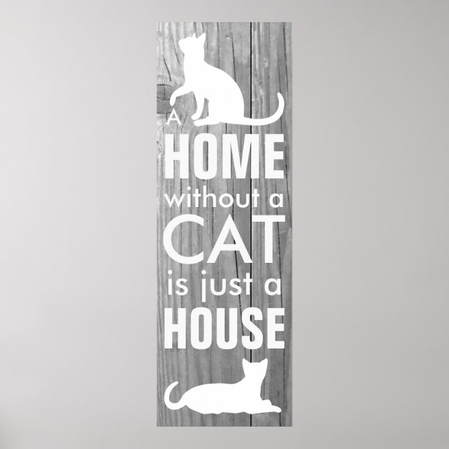 Affiches Accueil et chat Gray Wood Effet Typographie (Devant)