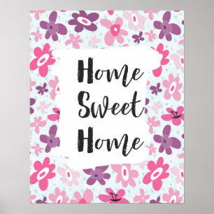 Affiches Accueil Sweet Home Fleurs roses mignonnes Whimsica