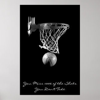 Affiches Achievement Motivational Basketball Black & White