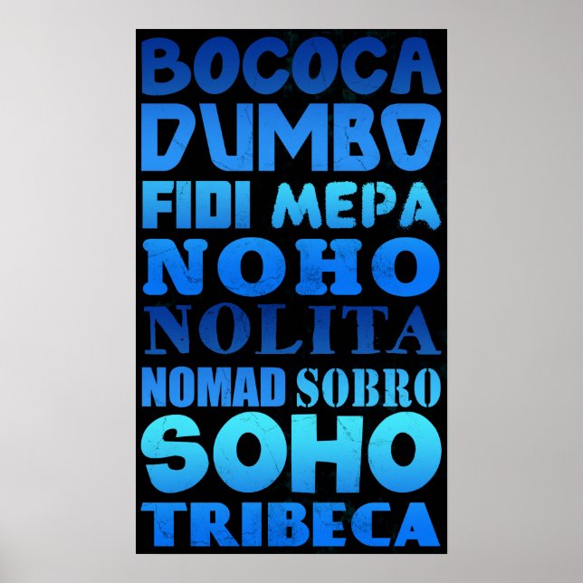 Affiches Acronymes de New York (Devant)