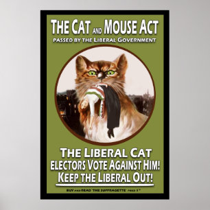 Affiches Acte britannique vintage de chat et de souris de