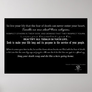 Affiches Acte de vaillance poème - Poème de Tecumseh