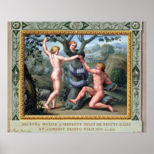 Affiches Adam and Eve with the Serpent, illustration from t