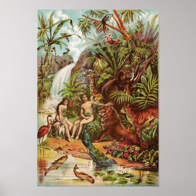 Affiches Adam Et Eve Dans Le Jardin (Devant)