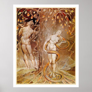 Affiches Adam, Ève et serpent dans le jardin d'Éden par