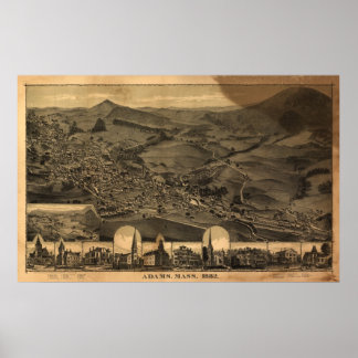 Affiches Adams Massachusetts 1882 Carte panoramique antique