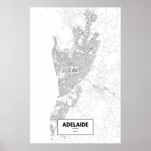 Affiches Adélaïde, Australie (noir sur blanc)