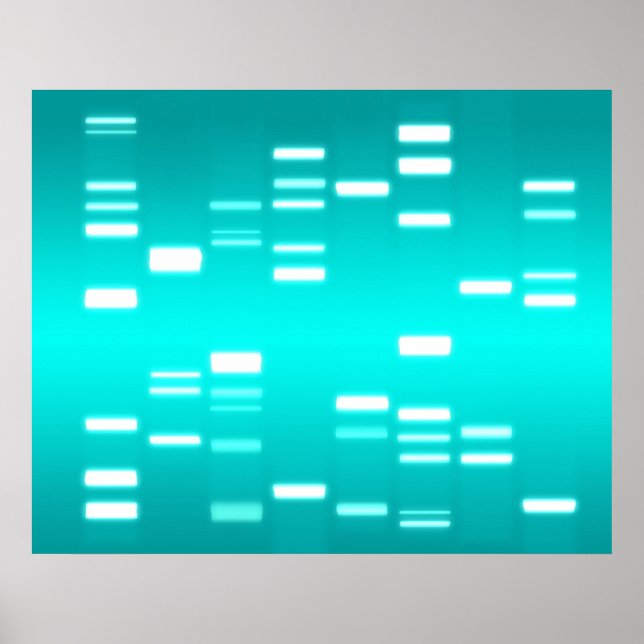 Affiches ADN Code génétique Cyan Blue (Devant)