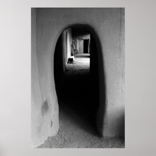 Affiches Adobe Doorway Architecture Photographie noir et bl