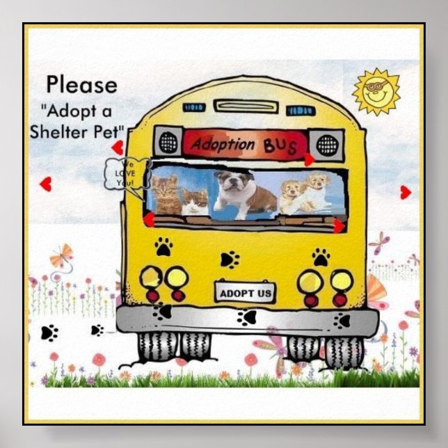 Affiches Adoption Bus pour l'affiche de chat et chien (Devant)