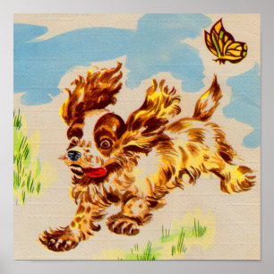 Affiches adorable cocker spaniel chiot sur la course